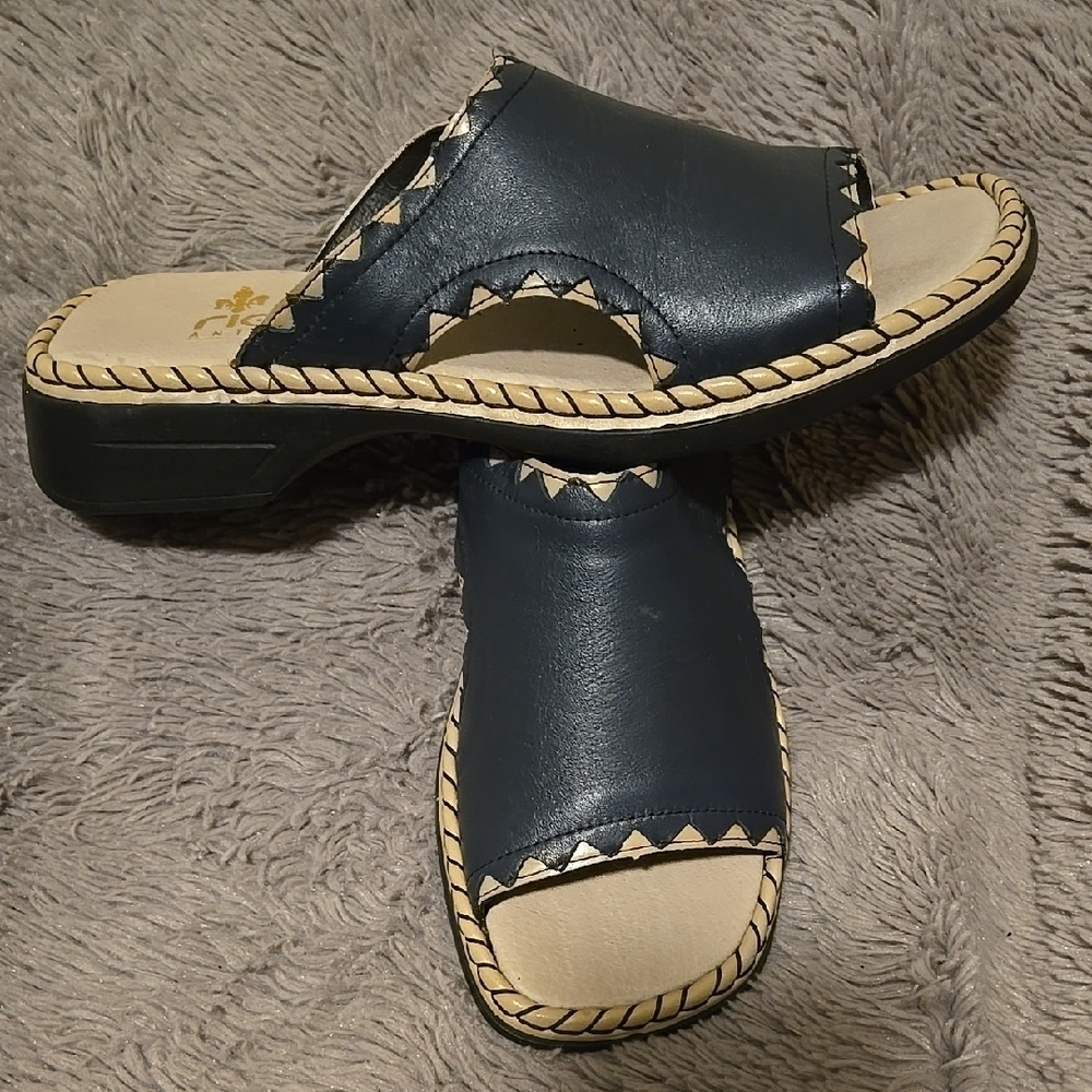 Rieker Women's Navy Mules Sandals Antistress 42 US 11 Wide Soft - Picture 2 of 5